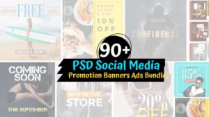 90+ PSD Social Media Promotion Banners Ads Bundle Cheap Price