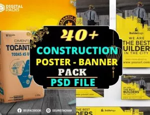 Construction Editable Poster Banner PSD Bundle