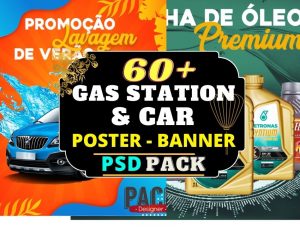 Gas Station and Car Banner Poster