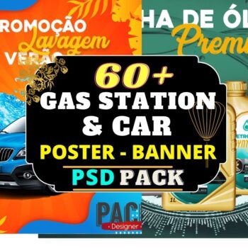 Gas Station and Car Banner Poster